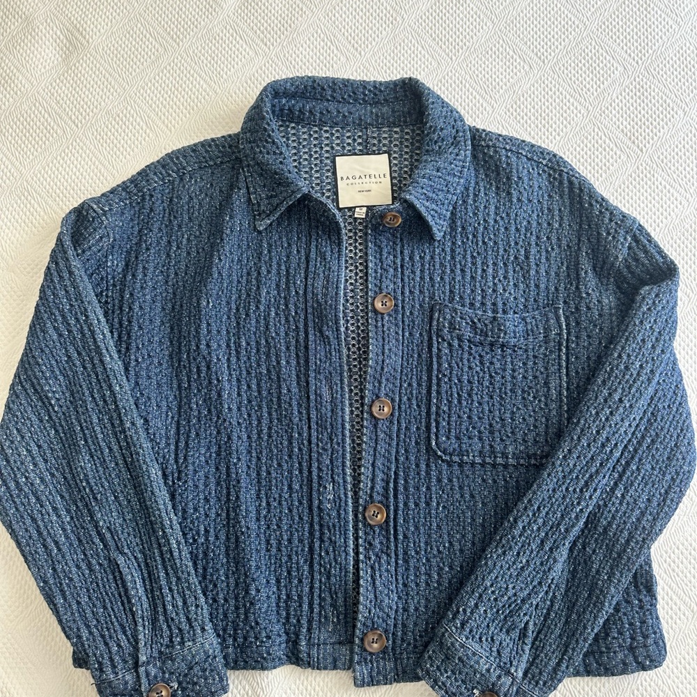 Blue Textured Jacket by Bagatelle